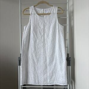 Vintage Sigrid Olsen White Floral Eyelet Midi Dress - 100% Cotton - Lined
